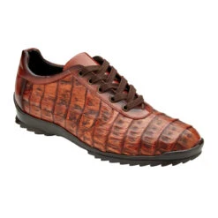 Belvedere Genuine Caiman Crocodile Sneakers - Brandy