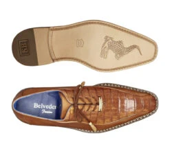 Belvedere Genuine Caiman Croc And Italian Calf Dress Shoe - Brandy -Suit Discount Store BEL B04 2 61687.1595541387