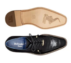 Belvedere Genuine Caiman Croc And Italian Calf Dress Shoe - Black -Suit Discount Store BEL B04 B 3 34507.1667669112