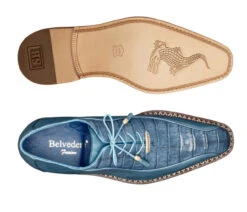 Belvedere Genuine Caiman Croc And Italian Calf Dress Shoe - Blue -Suit Discount Store BEL B04 BL 3 33906.1667668847