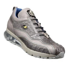 Belvedere Genuine Hornback Crocodile And Italian Calf Sneakers - Grey