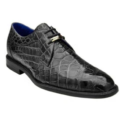 Belvedere Genuine Alligator Black Dress Tie Shoe