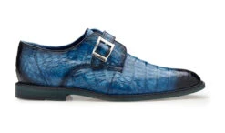 Belvedere Genuine Caiman Crocodile Monk Strap Dress Shoe - Blue -Suit Discount Store BEL N05 BL 2 32359.1667791782