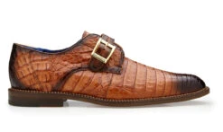 Belvedere Genuine Caiman Crocodile Monk Strap Dress Shoe - Brandy Tone -Suit Discount Store BEL N05 BRN 2 68968.1667792516