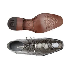 Belvedere Genuine Alligator Lace Half Boots - Grey -Suit Discount Store BEL R17 GY 2 58283.1535996584