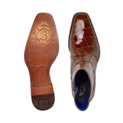 Belvedere Genuine Alligator Side Zip Ankle Boots - Peanut Brown -Suit Discount Store BEL R32 P 2 62724.1644096161