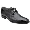 Belvedere Genuine Caiman Crocodile Black Dress Tie Shoe