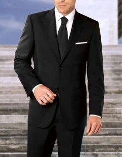 Baroni Couture 2-Button Super 150's Solid Color Wool Suit - Pleated Slacks