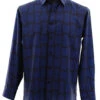 Bassiri Long Sleeve Camp Shirt - Large Basket Weave Pattern - Royal Blue