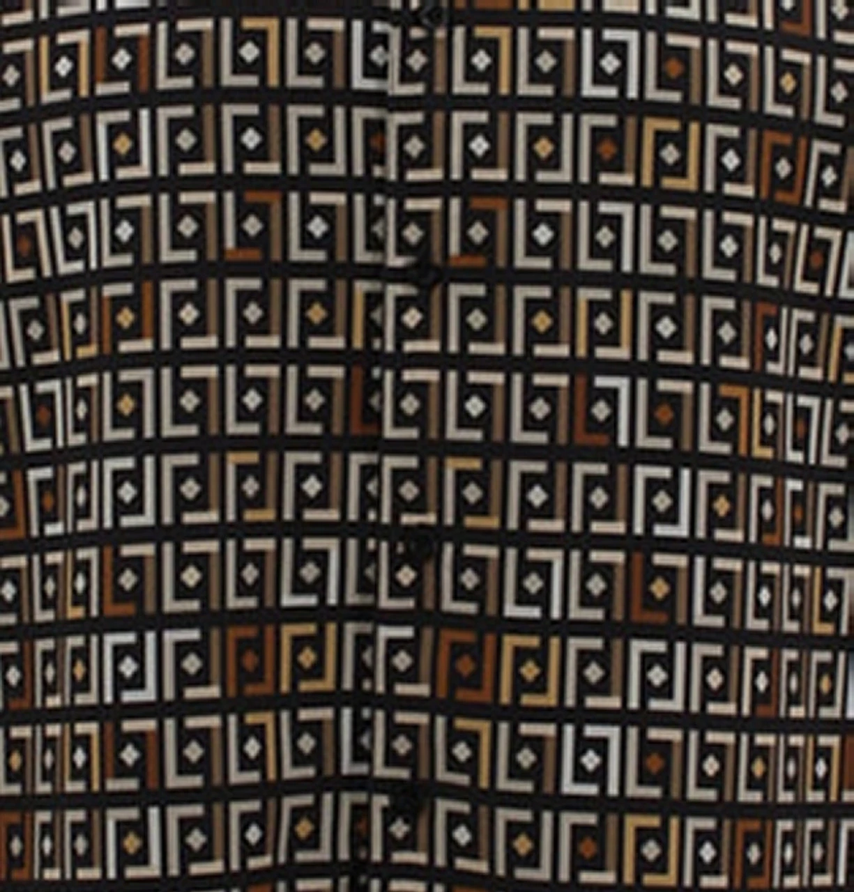 Bassiri Long Sleeve Camp Shirt - Brown Festive Block Design 2 Bassiri Long Sleeve Camp Shirt - Brown Festive Block Design - Image 2