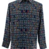 Bassiri Long Sleeve Camp Shirt - Blue Festive Block Design
