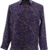 Bassiri Long Sleeve Camp Shirt - Abstract Speckles On Purple