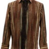 Bassiri Long Sleeve Camp Shirt - Copper Multi-Color Streak Design