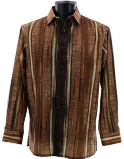 Bassiri Long Sleeve Camp Shirt - Copper Multi-Color Streak Design