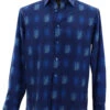 Bassiri Long Sleeve Camp Shirt - Blue Greek Key Design