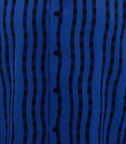 Bassiri Long Sleeve Camp Shirt - Royal Blue & Black Wavy Line Design -Suit Discount Store BSI LSC 6486 2 04788.1666647443