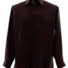 Bassiri Red Polka Dot On Black Long Sleeve Camp Shirt