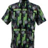 Bassiri Short Sleeve Camp Shirt - Black & Green Baroque Design