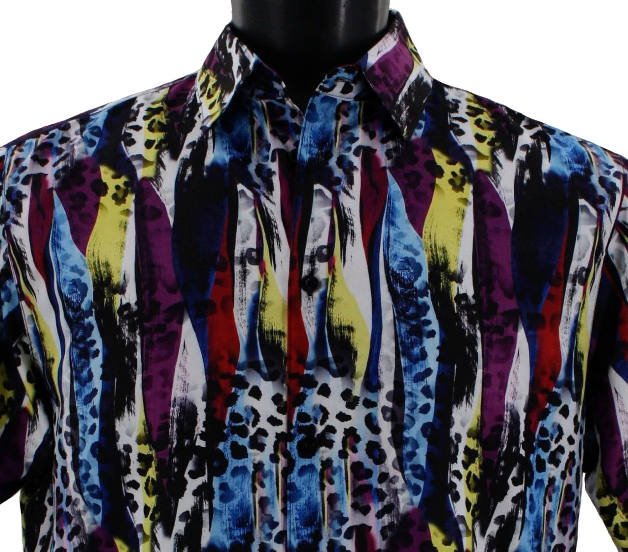 Bassiri Short Sleeve Camp Shirt - Abstract Blue Jungle Pattern 4 Bassiri Short Sleeve Camp Shirt - Abstract Blue Jungle Pattern - Image 4