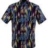 Bassiri Short Sleeve Camp Shirt - Abstract Blue Jungle Pattern
