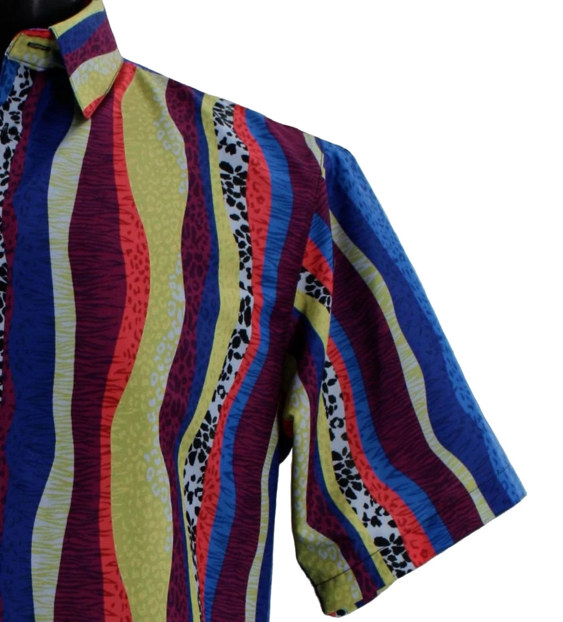 Bassiri Short Sleeve Camp Shirt - Blue Fancy Streamer Design 2 Bassiri Short Sleeve Camp Shirt - Blue Fancy Streamer Design - Image 2