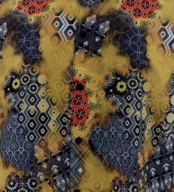 Bassiri Short Sleeve Camp Shirt - Gold Floral Collage Design -Suit Discount Store BSI SS 1041 2 58363.1680627566