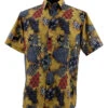 Bassiri Short Sleeve Camp Shirt - Gold Floral Collage Design