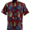Bassiri Short Sleeve Camp Shirt - Red Floral Collage Design