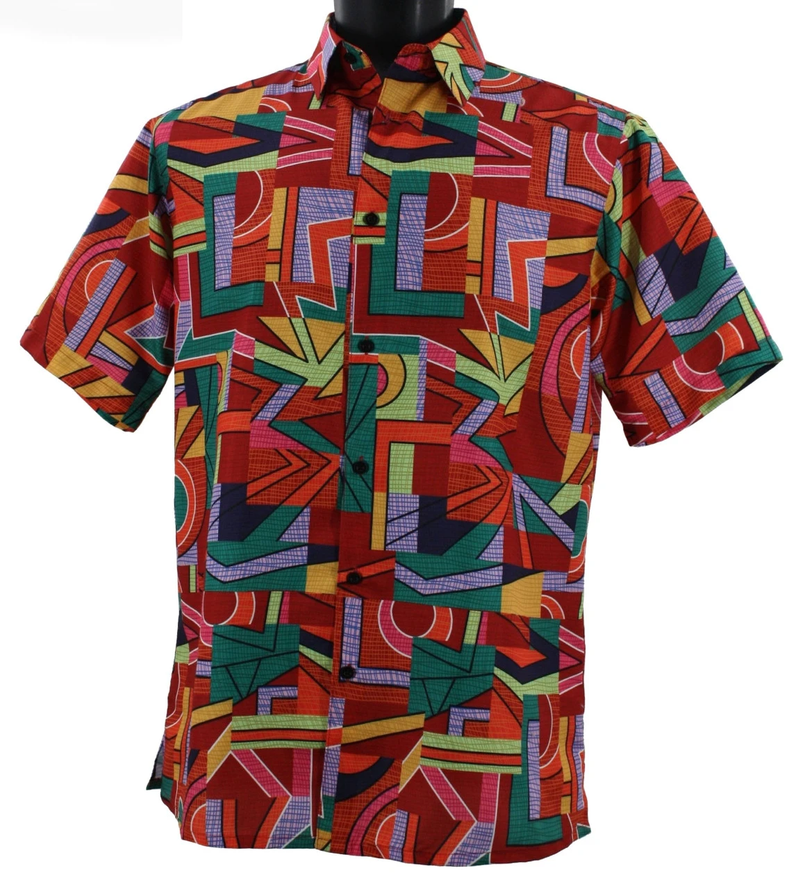 Bassiri Short Sleeve Camp Shirt - Modernism Red Mix 1 Bassiri Short Sleeve Camp Shirt - Modernism Red Mix