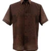 Bassiri Brown & Black Circle Pattern Short Sleeve Camp Shirt