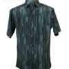 Bassiri Dark Green Abstract Botanical Design Short Sleeve Camp Shirt