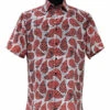 Bassiri Short Sleeve Camp Shirt - Red Fancy Paisley Design