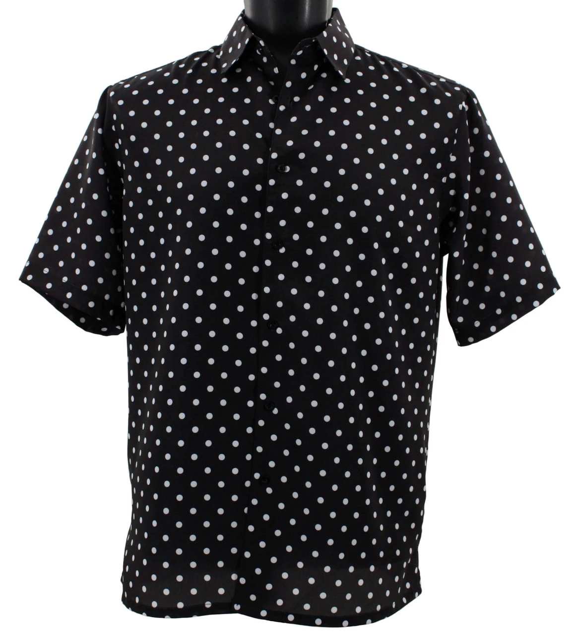 Bassiri Short Sleeve Camp Shirt - White Dots On Black 1 Bassiri Short Sleeve Camp Shirt - White Dots On Black