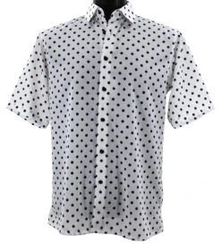 Bassiri Short Sleeve Camp Shirt - Black Dots On White