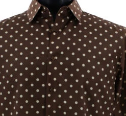 Bassiri Short Sleeve Camp Shirt - Cream Dots On Brown -Suit Discount Store BSI SS 64891 2 34551.1683824661
