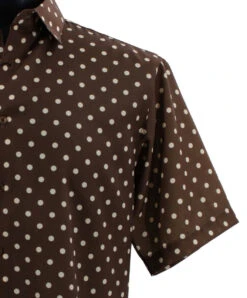 Bassiri Short Sleeve Camp Shirt - Cream Dots On Brown -Suit Discount Store BSI SS 64891 3 66622.1683824661