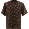 Bassiri Short Sleeve Camp Shirt - Cream Dots On Brown