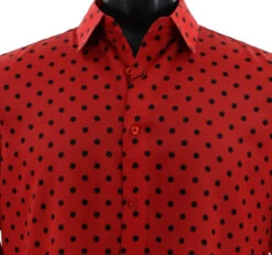 Bassiri Short Sleeve Camp Shirt - Black Dots On Red -Suit Discount Store BSI SS 64901 2 80070.1683824471