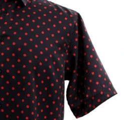 Bassiri Short Sleeve Camp Shirt - Red Dots On Black 6 Bassiri Short Sleeve Camp Shirt - Red Dots On Black -Suit Discount Store BSI SS 64911 3 30990.1683824963