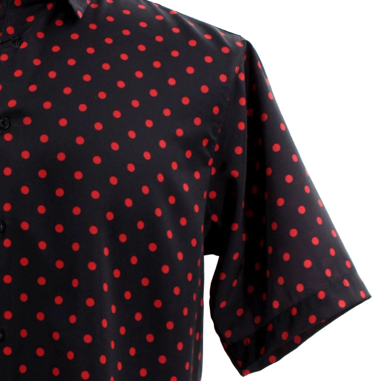 Bassiri Short Sleeve Camp Shirt - Red Dots On Black 3 Bassiri Short Sleeve Camp Shirt - Red Dots On Black - Image 3