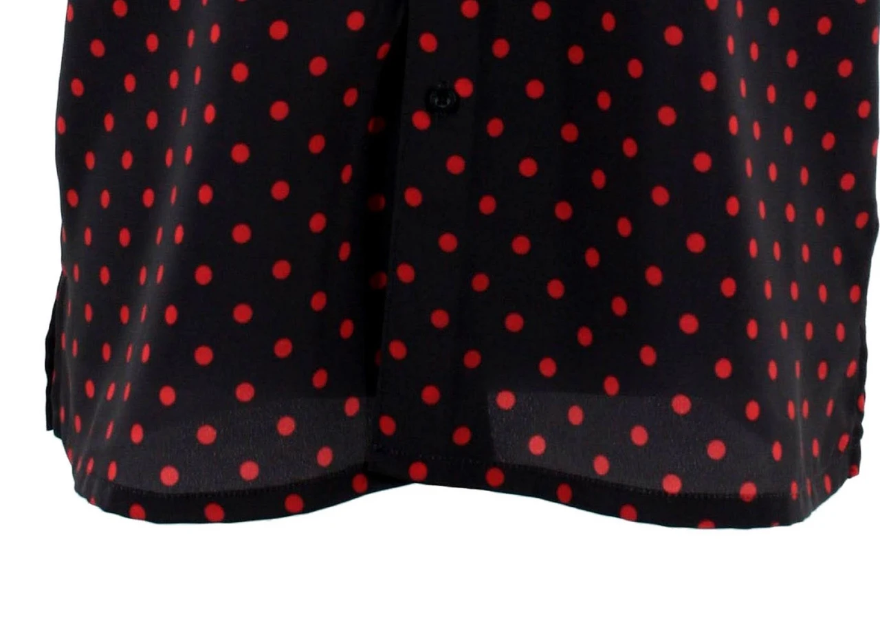 Bassiri Short Sleeve Camp Shirt - Red Dots On Black 2 Bassiri Short Sleeve Camp Shirt - Red Dots On Black - Image 2