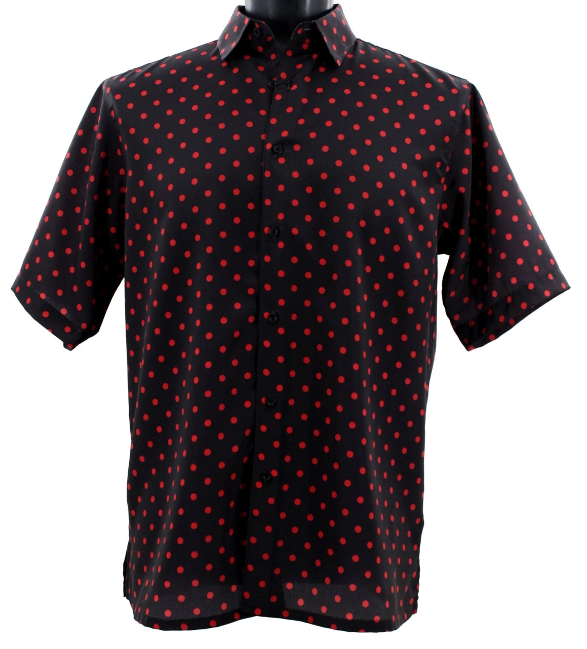 Bassiri Short Sleeve Camp Shirt - Red Dots On Black 1 Bassiri Short Sleeve Camp Shirt - Red Dots On Black