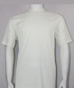 Bassiri Short Sleeve V-Neck Ribbed Jersey Knit Tee - Ivory