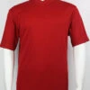 Bassiri Short Sleeve V-Neck Ribbed Jersey Knit Tee - Red