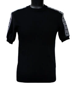 Bassiri Greek Key Sleeves Short Sleeve Sweater