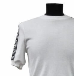 Bassiri Greek Key Sleeves Short Sleeve Sweater -Suit Discount Store BSI SSSW Q132 WH 2 57185.1683570050