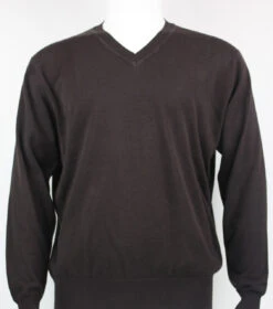 Bassiri V-Neck Silk Knit Long Sleeve Sweater - Plum -Suit Discount Store BSI SW627 BR 84210.1518149014