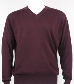 Bassiri V-Neck Silk Knit Long Sleeve Sweater - Plum