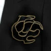 Antonio Ricci 2-in-1 Pouf Round Pocket Square - Dark Gold Trim On Black