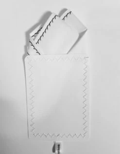 100% Cotton Pre-Folded Pocket Square Handkerchief Insert - Black On White -Suit Discount Store Black STITCH 4 28301.1666904737